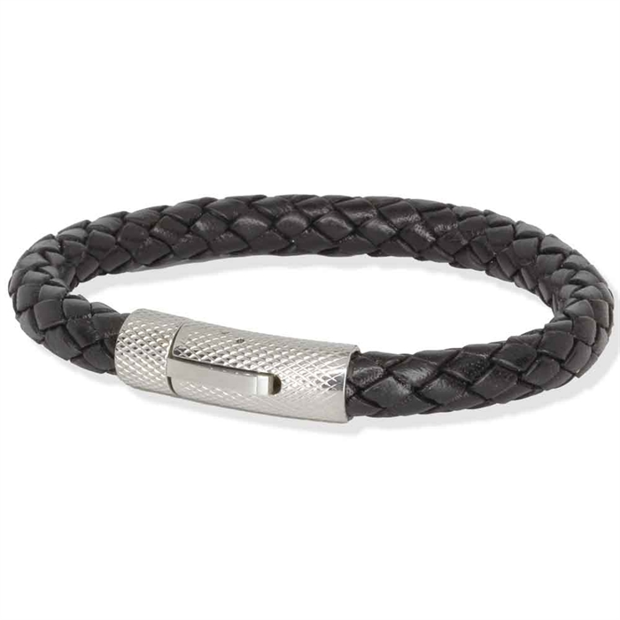 Riffle Læderarmbånd Sort