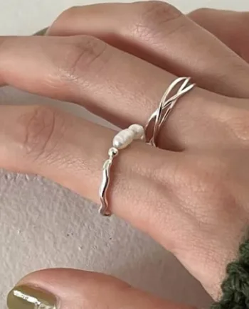 Ringen Catz Med Ferskvandsperler Og   Sterling