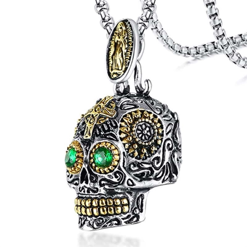 Skull Halskæde Med Sten