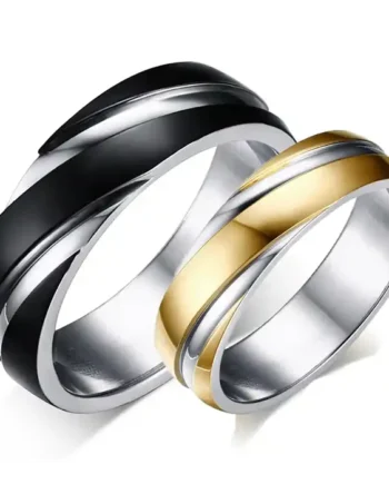 Sort   Guld Parring   Forlovelsesring   Rustfrit Stål