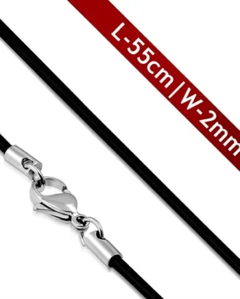 Sort Gummisnor 2mm 55cm