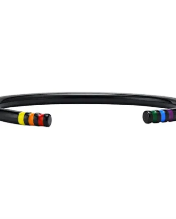 Sort Lgbt Pride Bangle   ædelstål