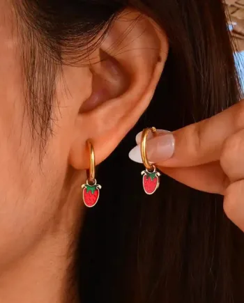 Strawberry Hoop   Guld ørering    Stk