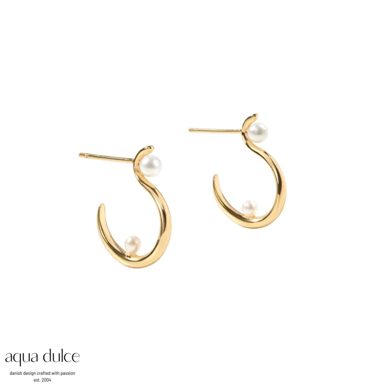 Swan Pearl Hoop Medium   Golden