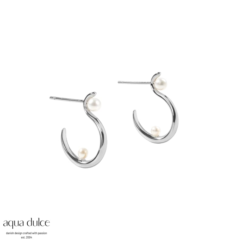 Swan Pearl Hoop Medium   Silver