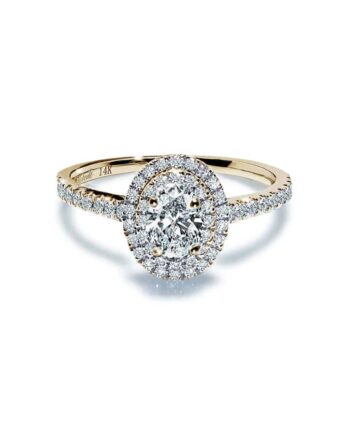 Valentina Oval Diamant Halo Forlovelsesring Med Hvid Safir