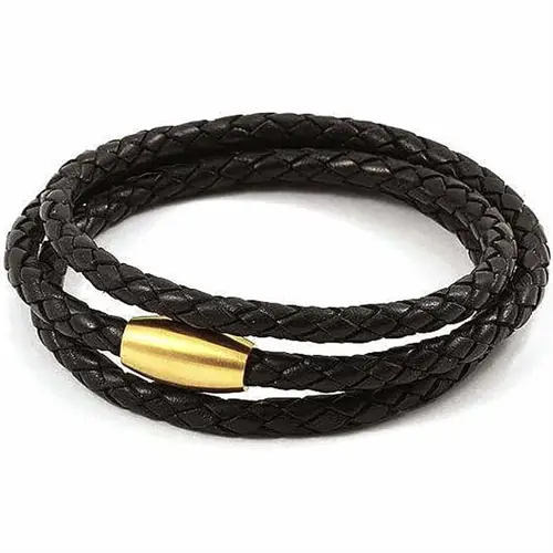 Læder Armbånd Med Gylden Lås