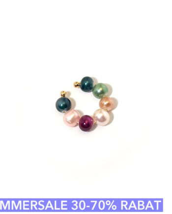 ørering   Cuff  Pearlswirlcuff Pastel 18 Karat Forgyldt Og Håndmalede Ferskvandsperler