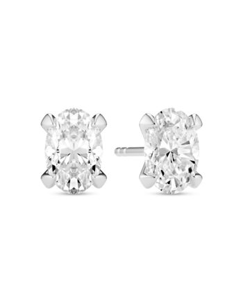 øreringe Grace Ovale Solitaire 14 Kt  Guld El  Hvidguld   00 Ct Tw  -  Vs Lab-grown Diamanter