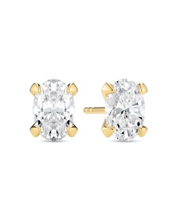øreringe Grace Ovale Solitaire 14 Kt  Guld El  Hvidguld   00 Ct Tw  -  Vs Lab-grown Diamanter