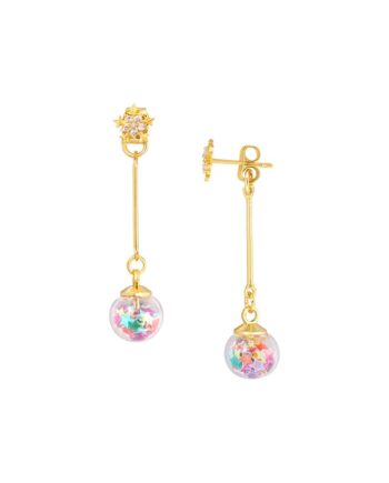 øreringesæt  Ornamental 18 Karat Forgyldning Med Klare Zirkoner Tilbage På Lager