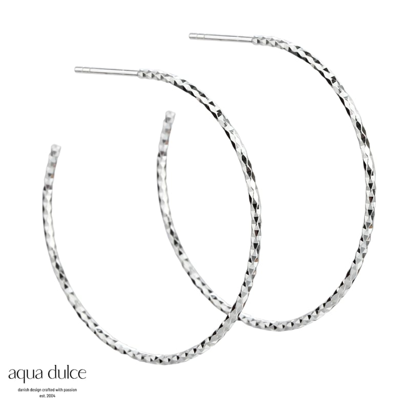 Diamond Cut Hoop 35 Mm    Silver