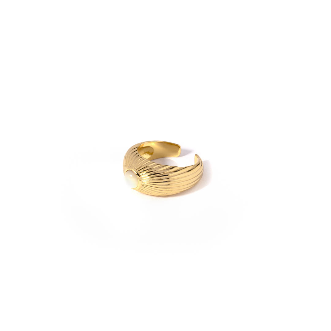 Fingerring   Cuff  Rayray Onesize Regulerbar Størrelse 18 Karat Forgyldt Sterling Sølv