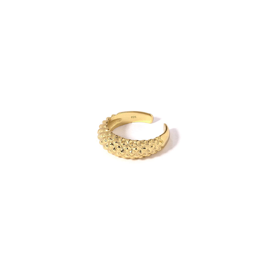 Fingerring   Cuff  Weaved Onesize Regulerbar Størrelse 18 Karat Forgyldt Sterling Sølv
