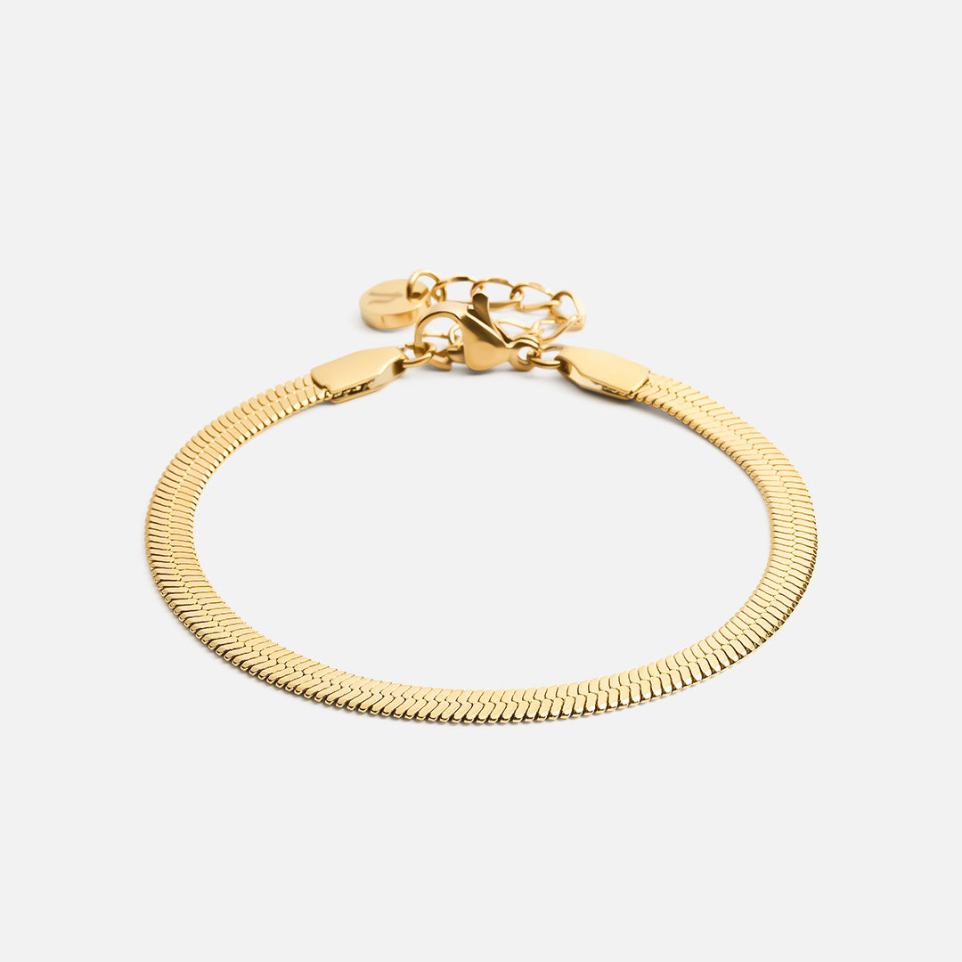 Flad Snake Ankelkæde 18k Guldbelagt 4mm