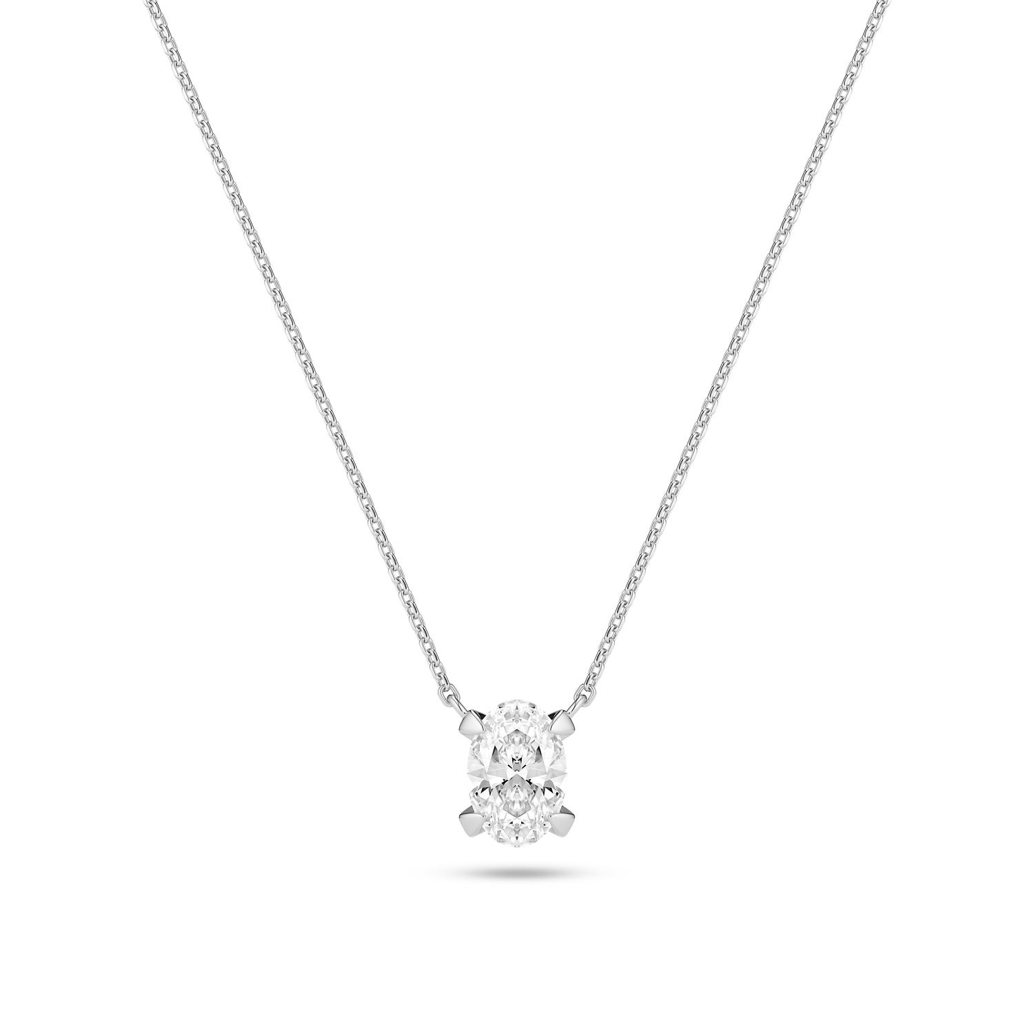 Halskæde Grace Ovale Solitaire 14 Kt  Guld El  Hvidguld   75 Ct Tw  -  Vs Lab-grown Diamant