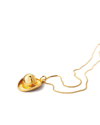 Halskæde Hat Med Fjer Vedhæng  Happyhat 50 Cm Kæde 18 Karat Forgyldning