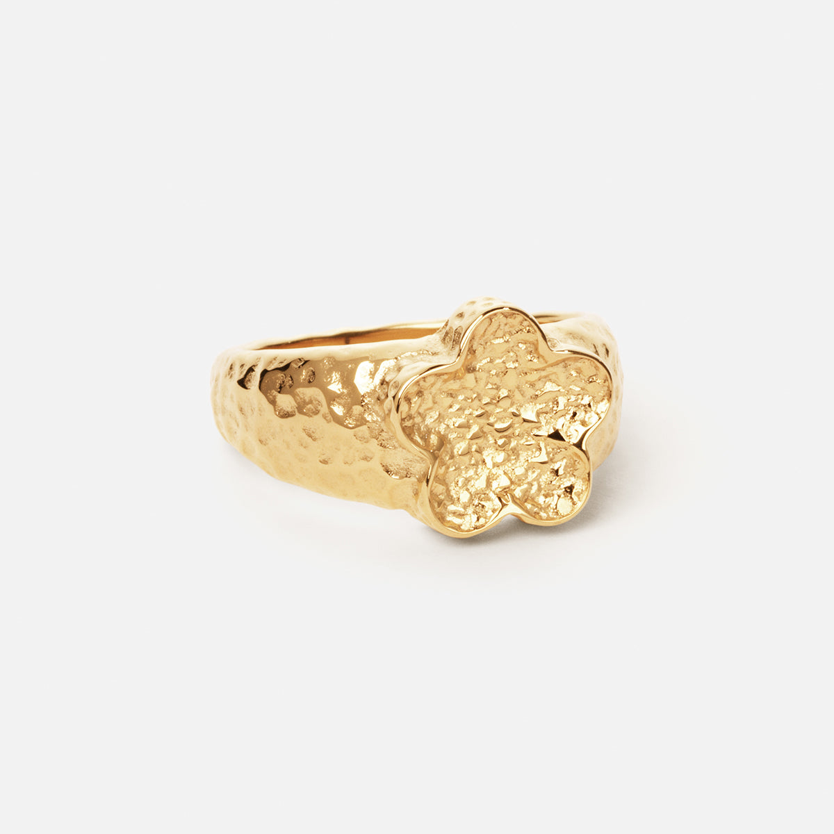 Hammered Flower Ring 18k Guldbelagt