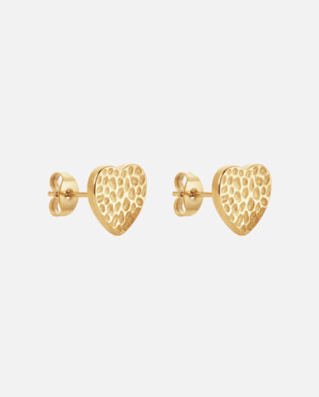 Hammered Heart Studs øreringe 18k Guldbelagt
