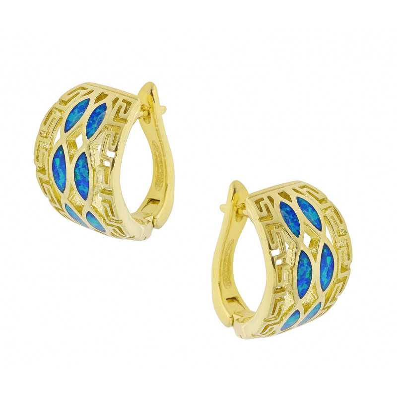 Hellas Opal øreringe Med Blå Opal Sten  925 Sterling Sølv   Guld Belægning