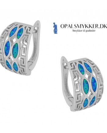 Hellas Opal øreringe Med Blå Opal Sten  925 Sterling Sølv   Rhodium Belægning