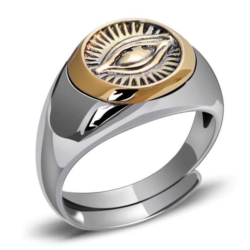 Herrering Med 925 Sterling Sølv Eye Of Providence Ring Alt-seende øje Frimurer Ring One-size
