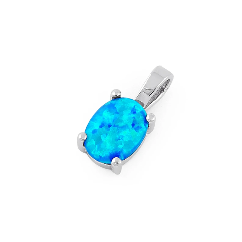 Ikaria Opal Smykke Vedhæng Med Blå Opal Sten  925 Sterling Sølv   Rhodium Belægning