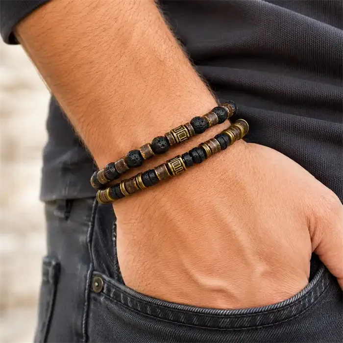 Lava Spirit   Herrearmbånd   Lave- Og Natursten 6mm