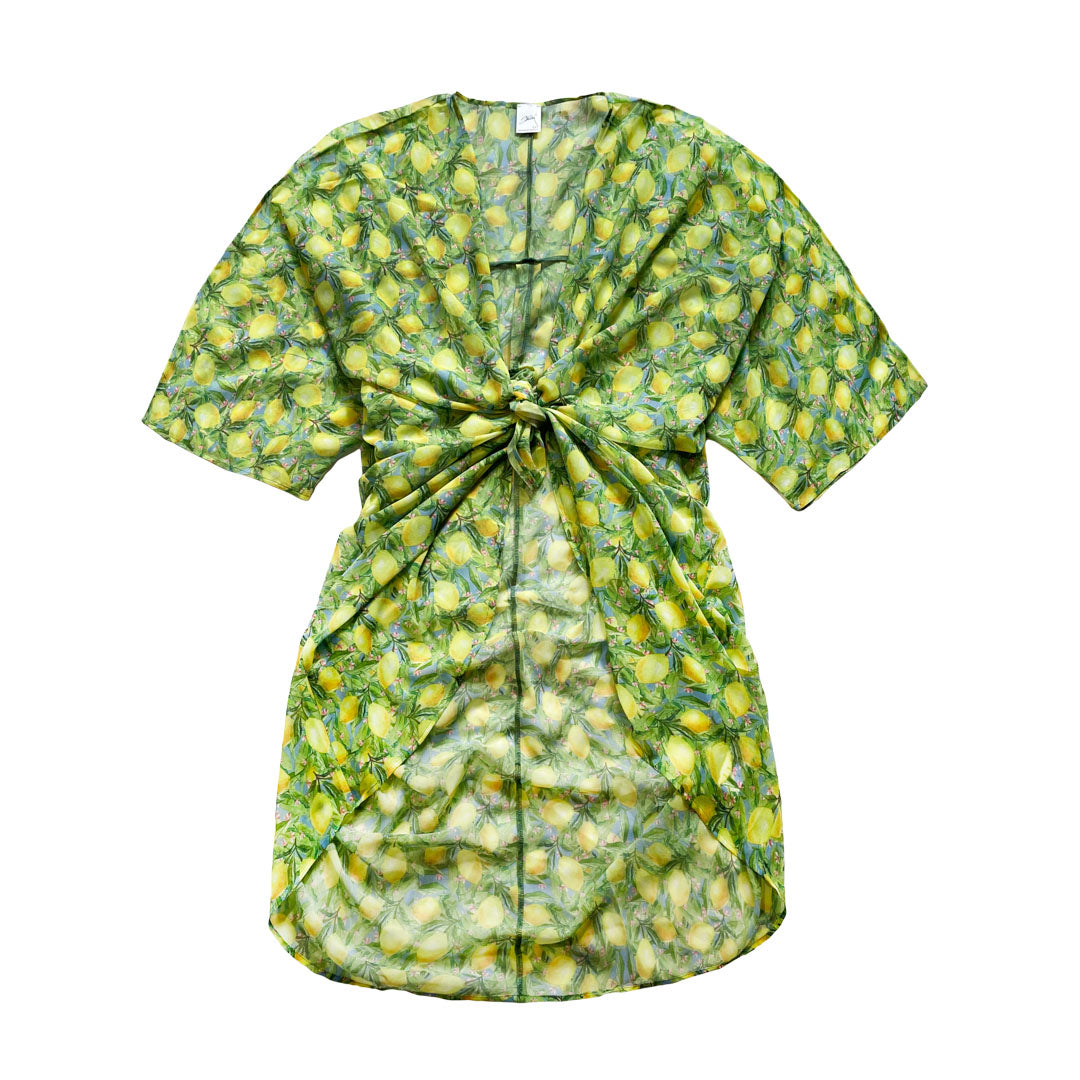 Lemon Tryk Kimono Breeze Med Lime Lemon Print One Size