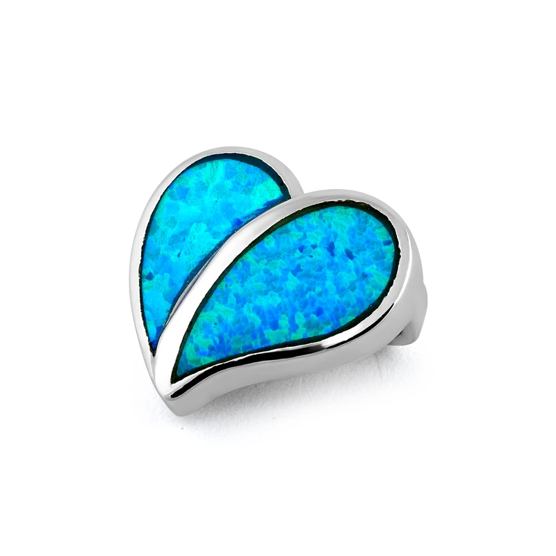 Lesbos Opal Smykke Vedhæng Med Blå Opal Sten  925 Sterling Sølv   Rhodium Belægning