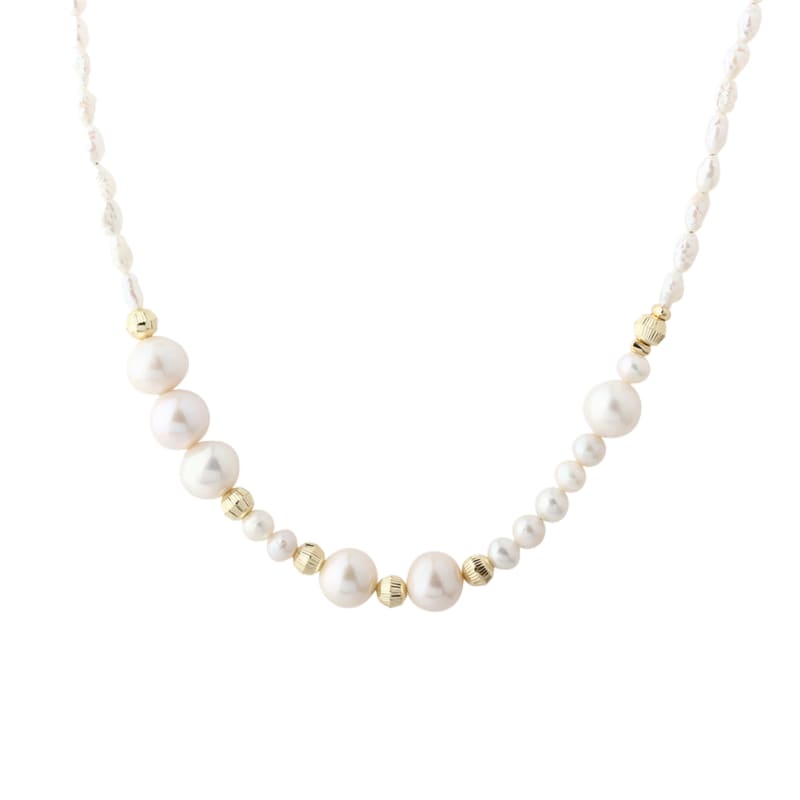 Line Pearl Necklace    Golden