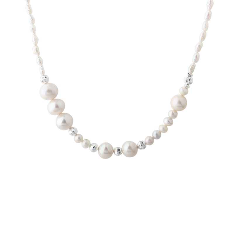 Line Pearl Necklace    Silver