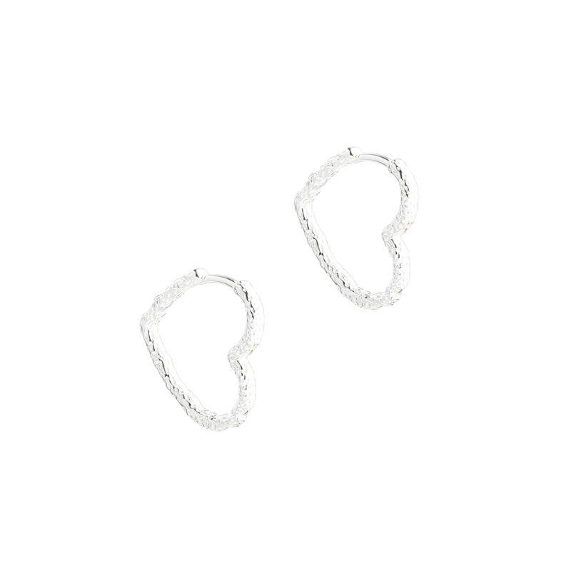 Love Me Heart Hoop Big   Silver
