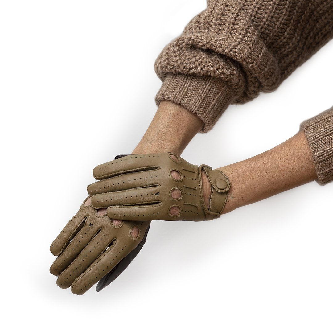 Loveglove Kørehandsker   To Farver Mørkebrun Og Oliven