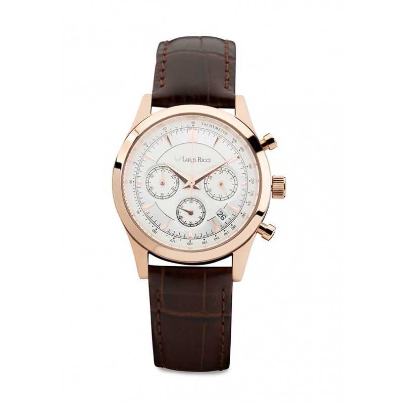 Luigi Ricci Eleganza X11 Chronograph Armbånds Ur Til Kvinder   Damer Med Rosa Guld Og Læder Rem