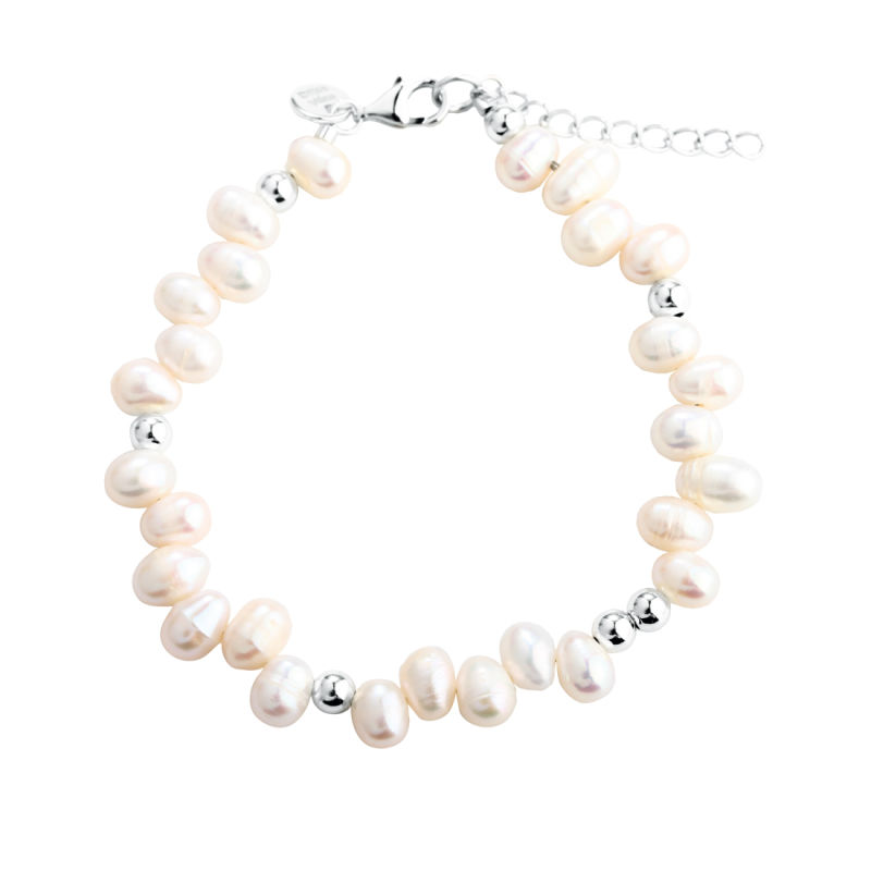 Lunella Pearl Bracelet   Silver