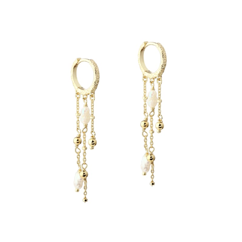 Lunella Pearl Hoop   Golden
