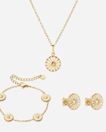 Marguerit Halskæde   øreringe   Armbånd 18k Guldbelagt
