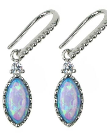 Marquise Opal øreringe Med Blå Opal Sten  925 Sterling Sølv Og Rhodium Belægning