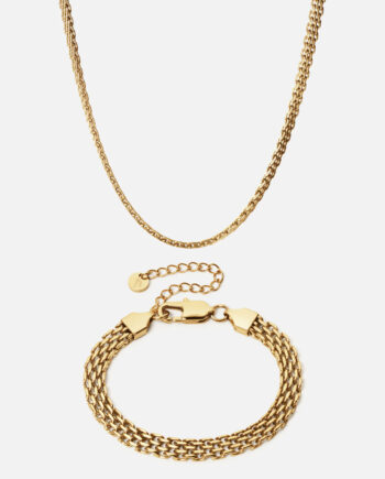Mesh Halskæde   Armbånd 18k Guldbelagt 6mm