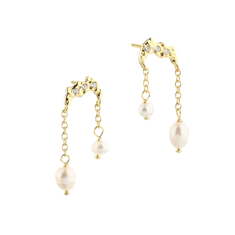 Milena Pearl Earstud   Golden