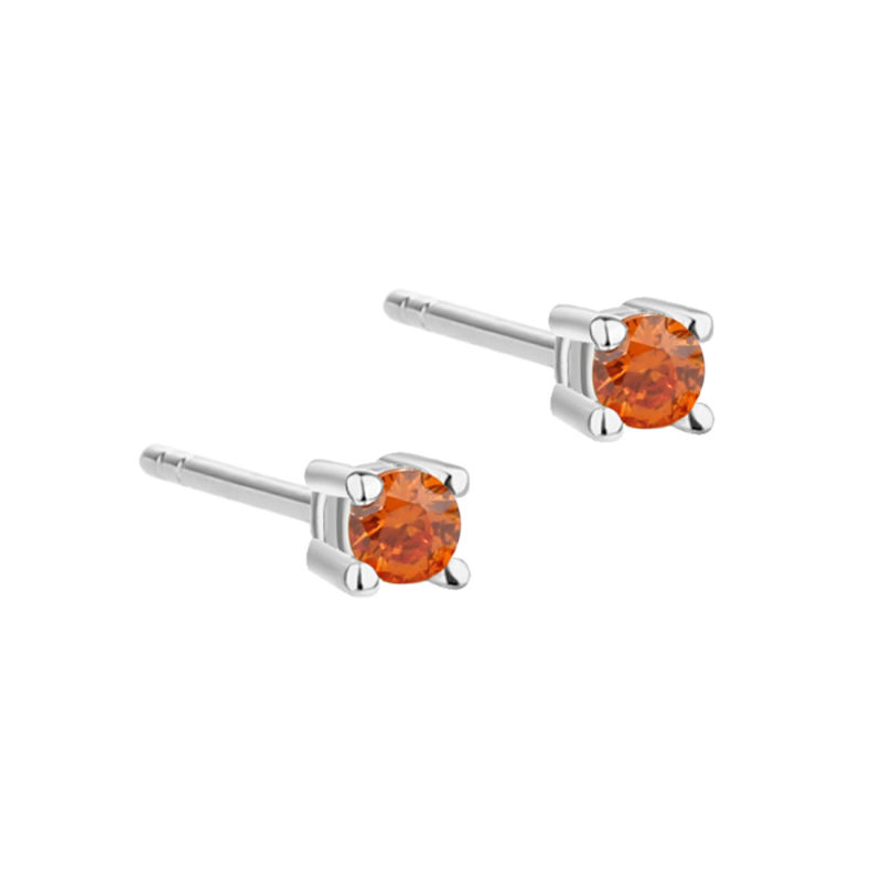 Mini Kaya Orange Earstud   Silver