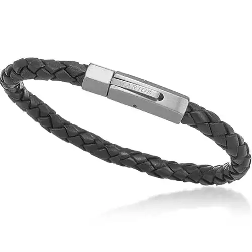 6mm Læderarmbånd Boloflet Quot Sort Quot