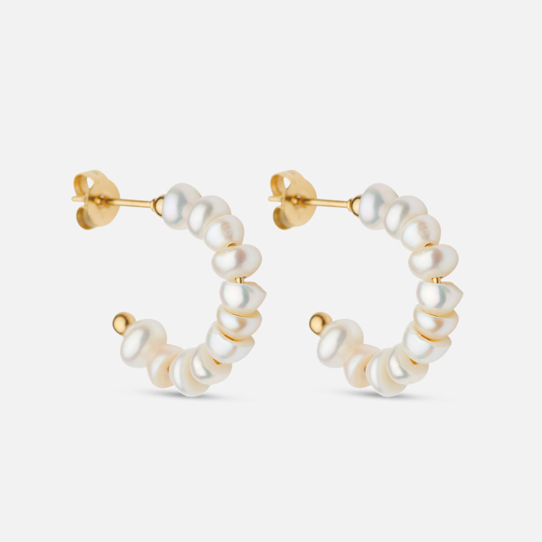 Moonlit Hoops Perleøreringe 18k Guldbelagt