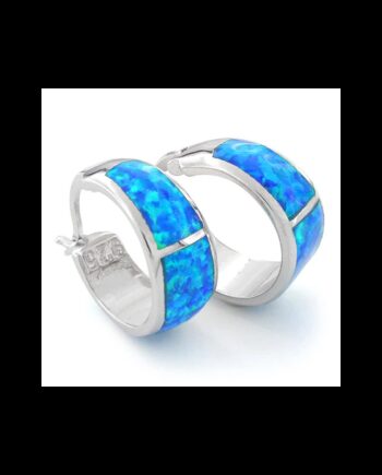 Mykonos Opal øreringe Med Blå Opal Sten  925 Sterling Sølv Og Rhodium Belægning