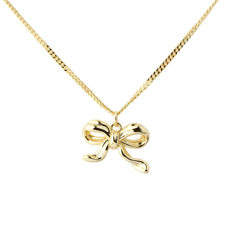 New Curve Bow   Necklace Golden