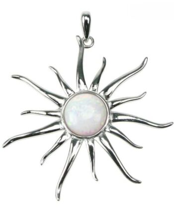 Opal Sol Sølv Smykke Halskæde Vedhæng Med Hvid Sne Opal Sten  925 Sterling Sølv   Rhodium Belægning