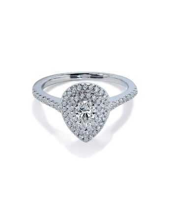 Oxford Dobbelt Halo Pear Ring