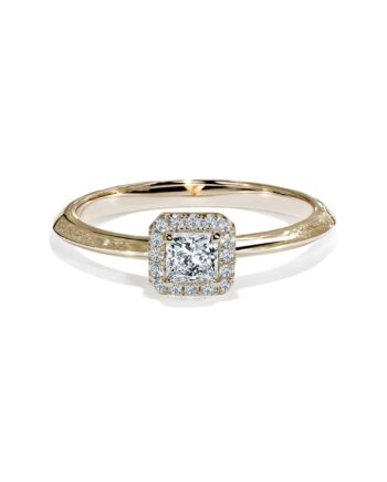 Romeo Firkantet Halo Diamant Forlovelsesring   Guld