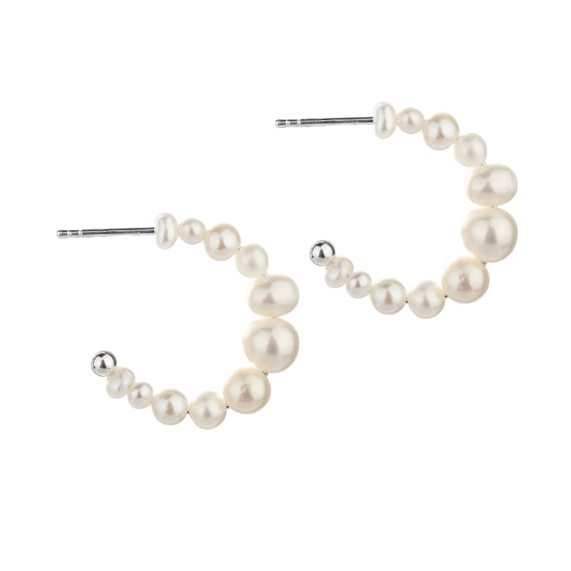 Pretty Pearl Hoop   Silver